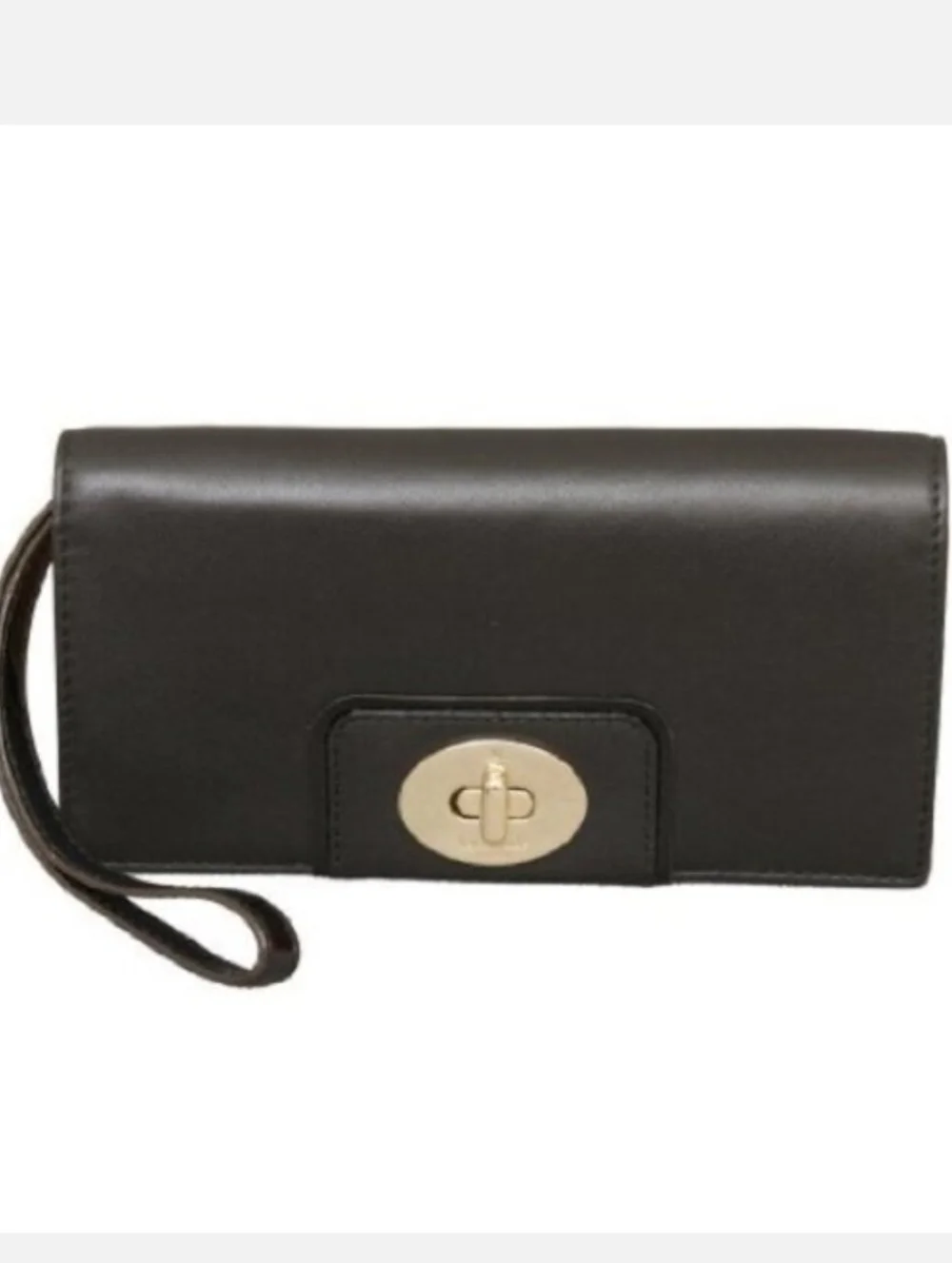 Kate Spade Turnlock Mara Hampton Road Black Leather Clutch Wallet